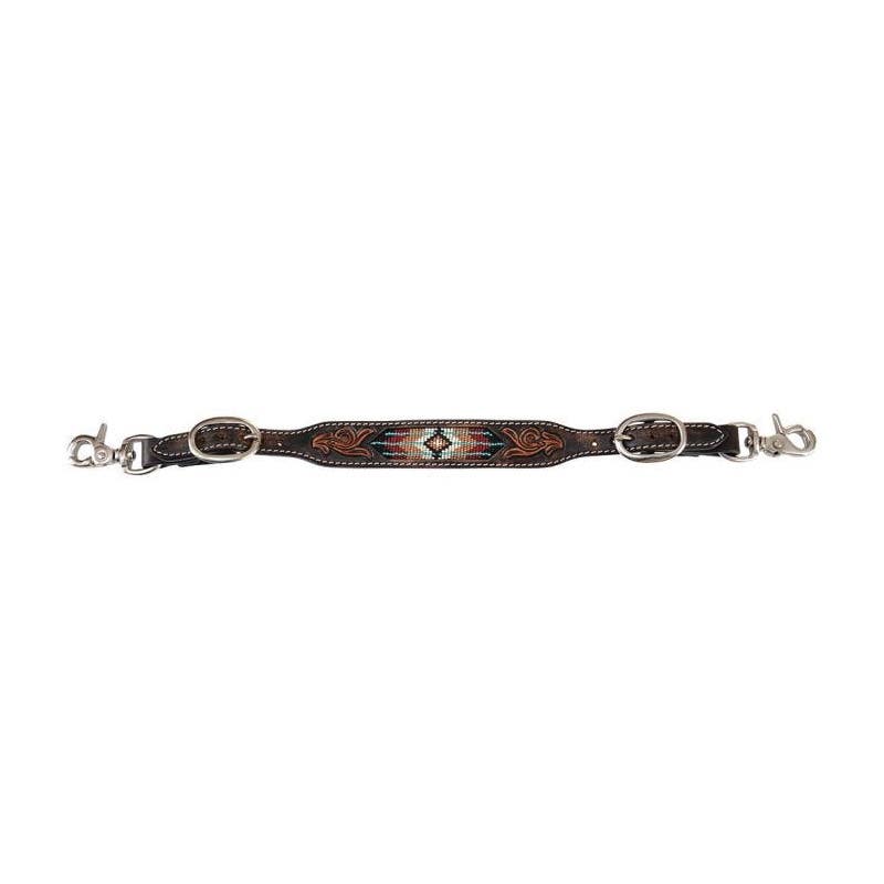 Circle Y Southwestern Wither Strap, Hand Tooled Floral Accent, Distressed Leather, Vintage