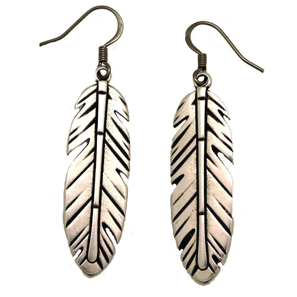 Cowboy Collectibles Stormy Earrings, Women's, Feather, Metal