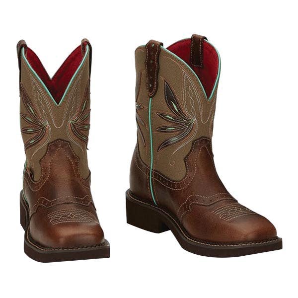 Justin Women's Gypsy Series Nettie Western Boots, 6.5, B W, Brown/Tan, Cowhide Leather Upper
