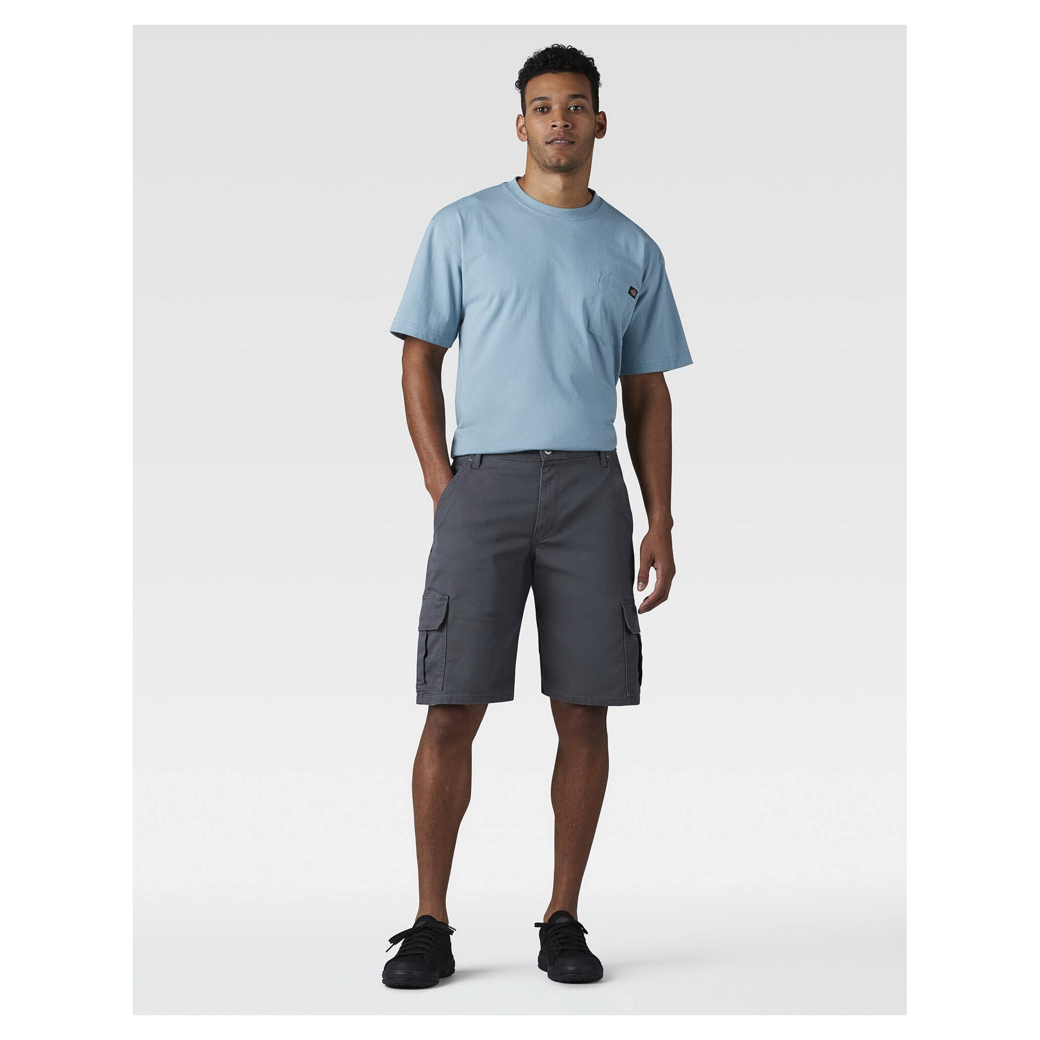 Dickies Cargo Shorts, 38, Cotton/Lycra/Polyester, Stonewashed Gray