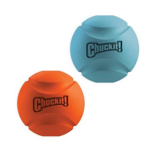 Chuckit! Dog Toy, M, Ball, Rubber, Blue/Orange, 2/PK