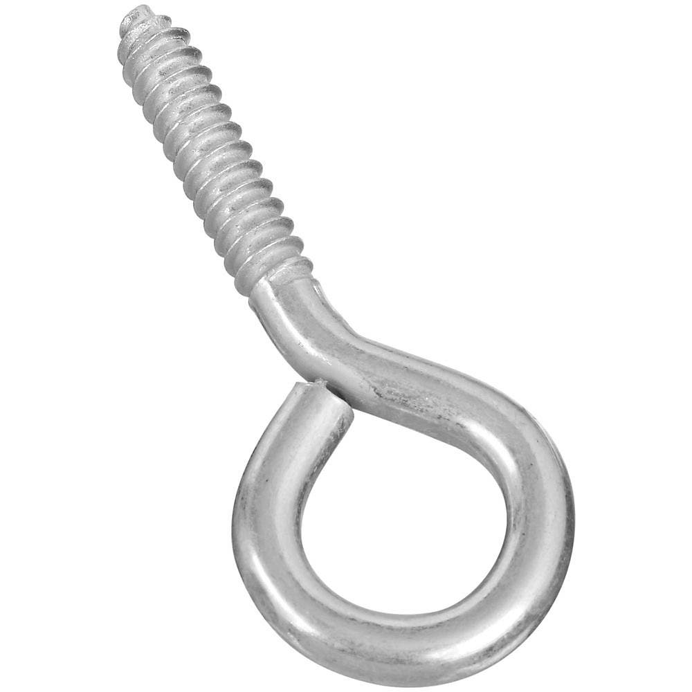 National Hardware N220-418 Large Screw Eye, #0, 2 in L Thread, 3-7/8 in OAL, 190 lb Working Load, Steel, Zinc