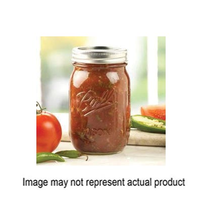 Ball Canning Jar, 16 oz Capacity, Glass, Silver Cap/Lid