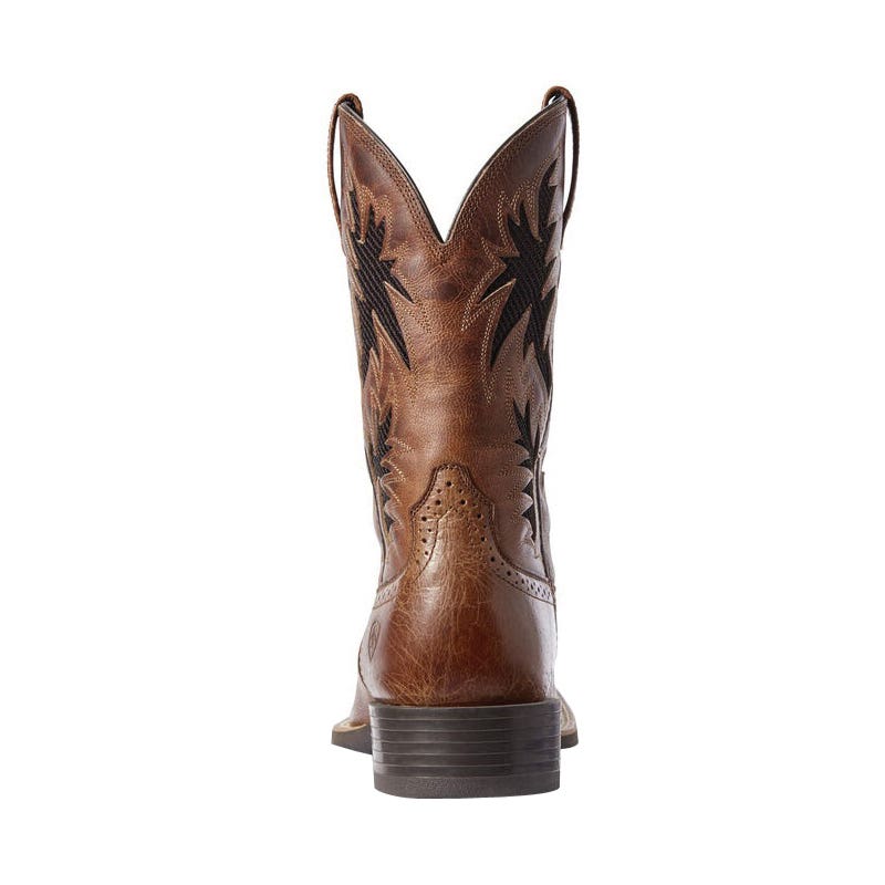 Ariat Sport Cool VentTEK Series Western Boots, 8.5, D W, 2-Row Stitch, Dark Tan, Full Grain Leather
