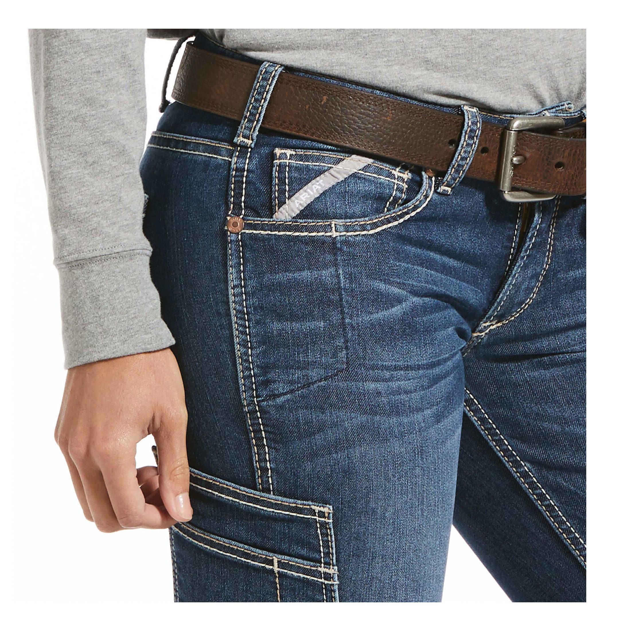 Ariat Rebar Riveter Series Jeans, S, 28 in, 35 in L, Nightride, Standard, Straight, Long, Stretchable