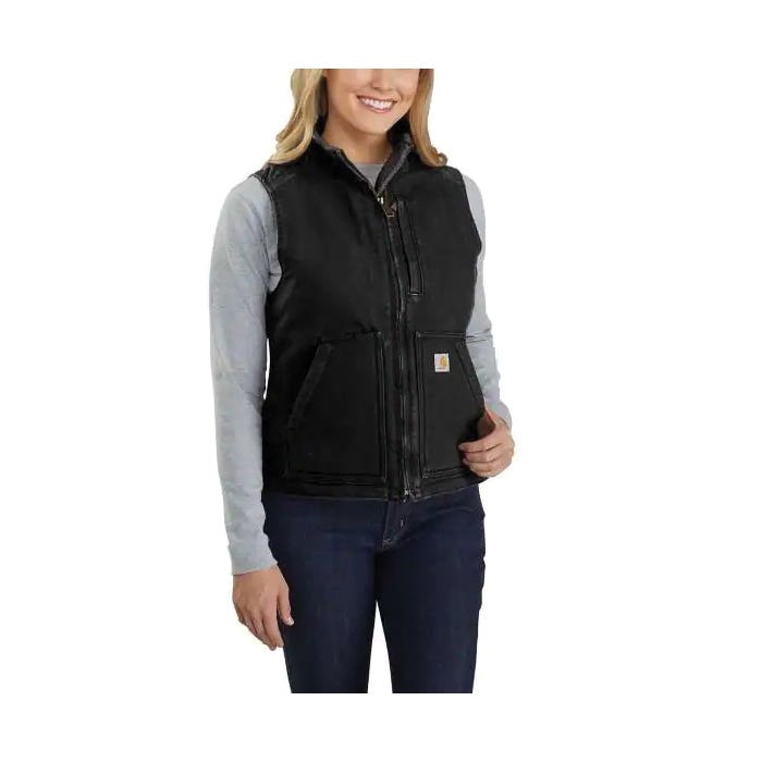 Carhartt Women's Relaxed Fit Sherpa Lined Vest, Washed Duck, Black, S