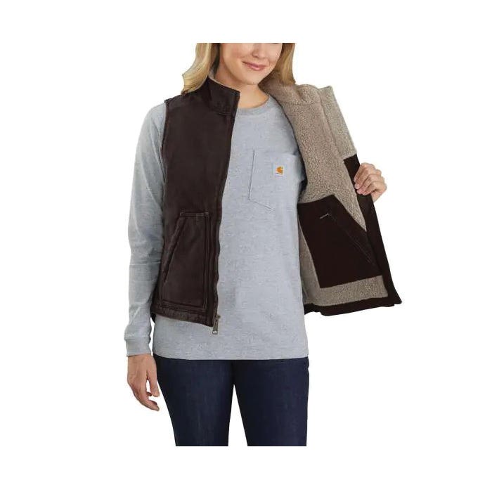 Carhartt Women's Relaxed Fit Sherpa Lined Vest, Washed Duck, Black, S