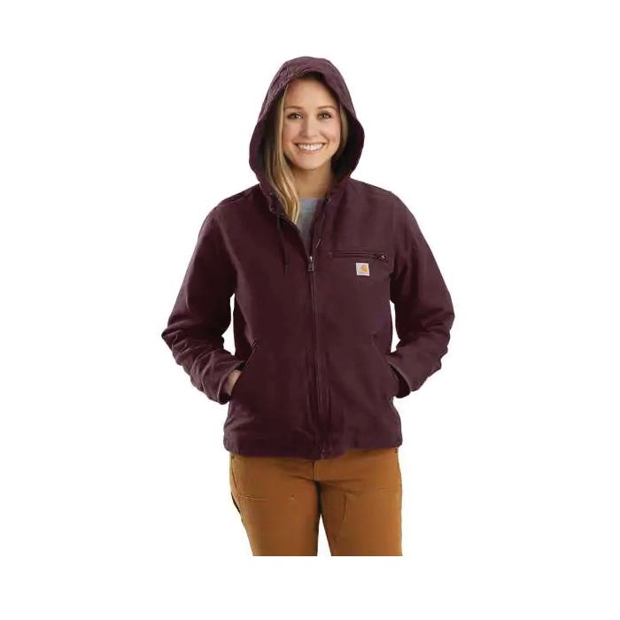 Carhartt Jacket, M, Black, Hooded Collar, Zipper Closure, Regular