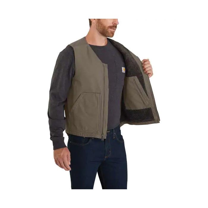 Carhartt Vest, XL, Regular, Cotton Duck, Black, Zipper Closure