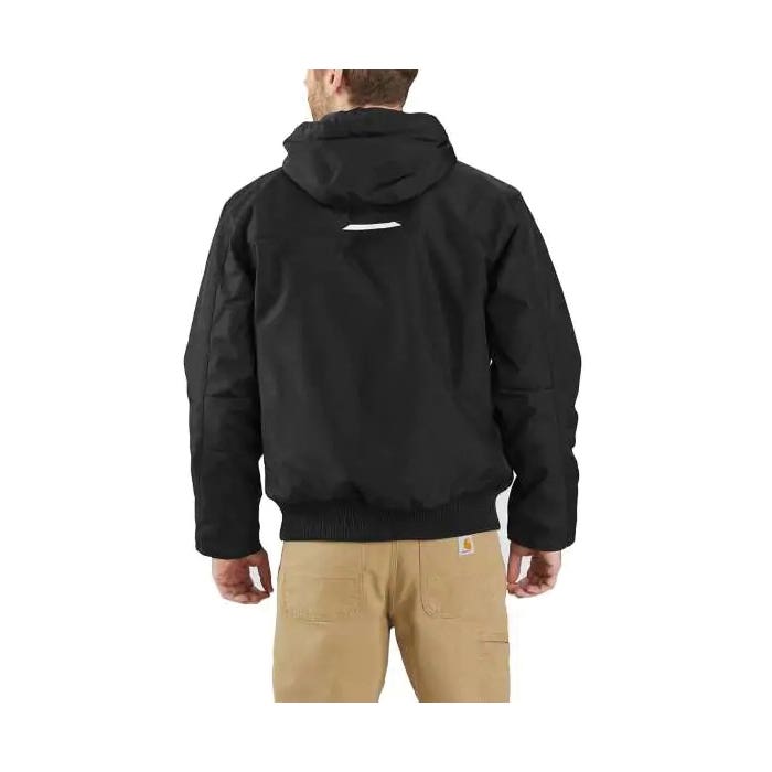 Carhartt Insulated Active Jacket, L, Black, Hooded Collar, Zipper Closure, Regular