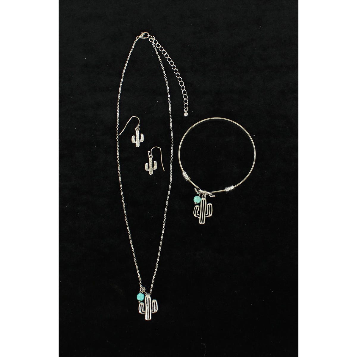 Blazin Roxx Women's Jewelry Set, Cactus, Turquoise Gemstone, Turquoise Gemstone