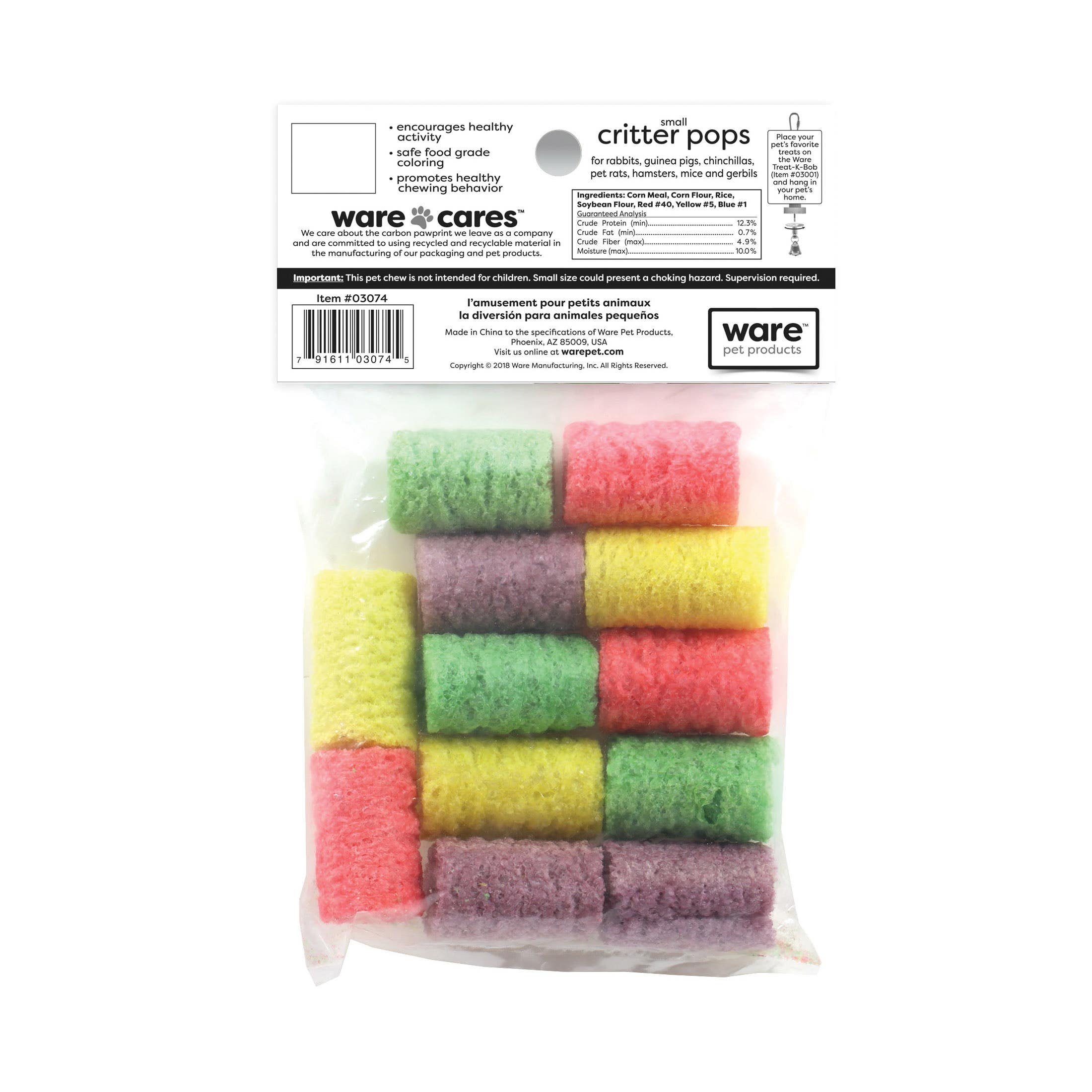 Ware Critter Small Rice Pop, Chinchilla, Guinea Pig, Hamster, Mice, Rabbit, Rat