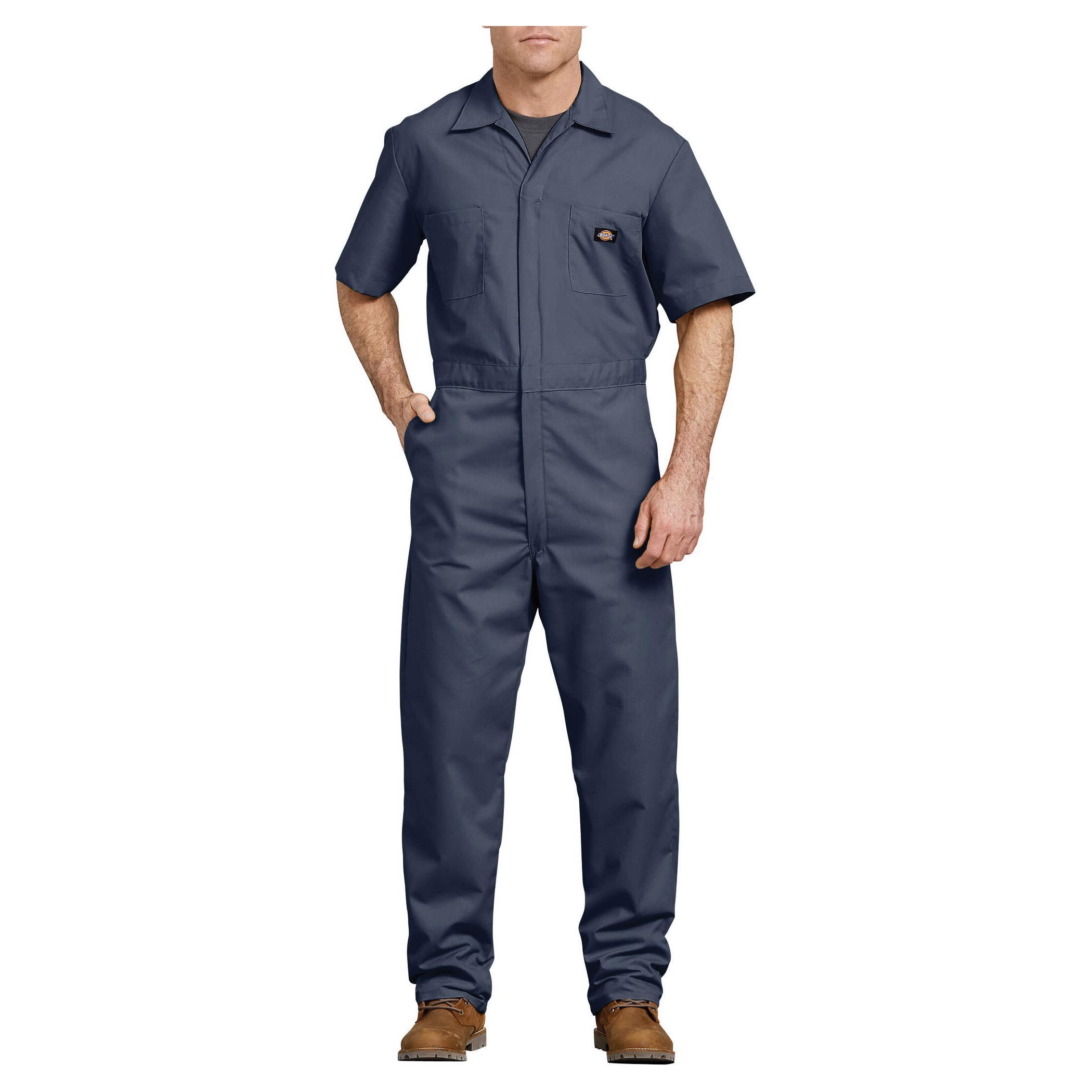 Dickies Coveralls, 2XL, 50 to 52 in Chest, 34 in L Inseam, Cotton/Polyester, Dark Navy, Generous Fit, Tall