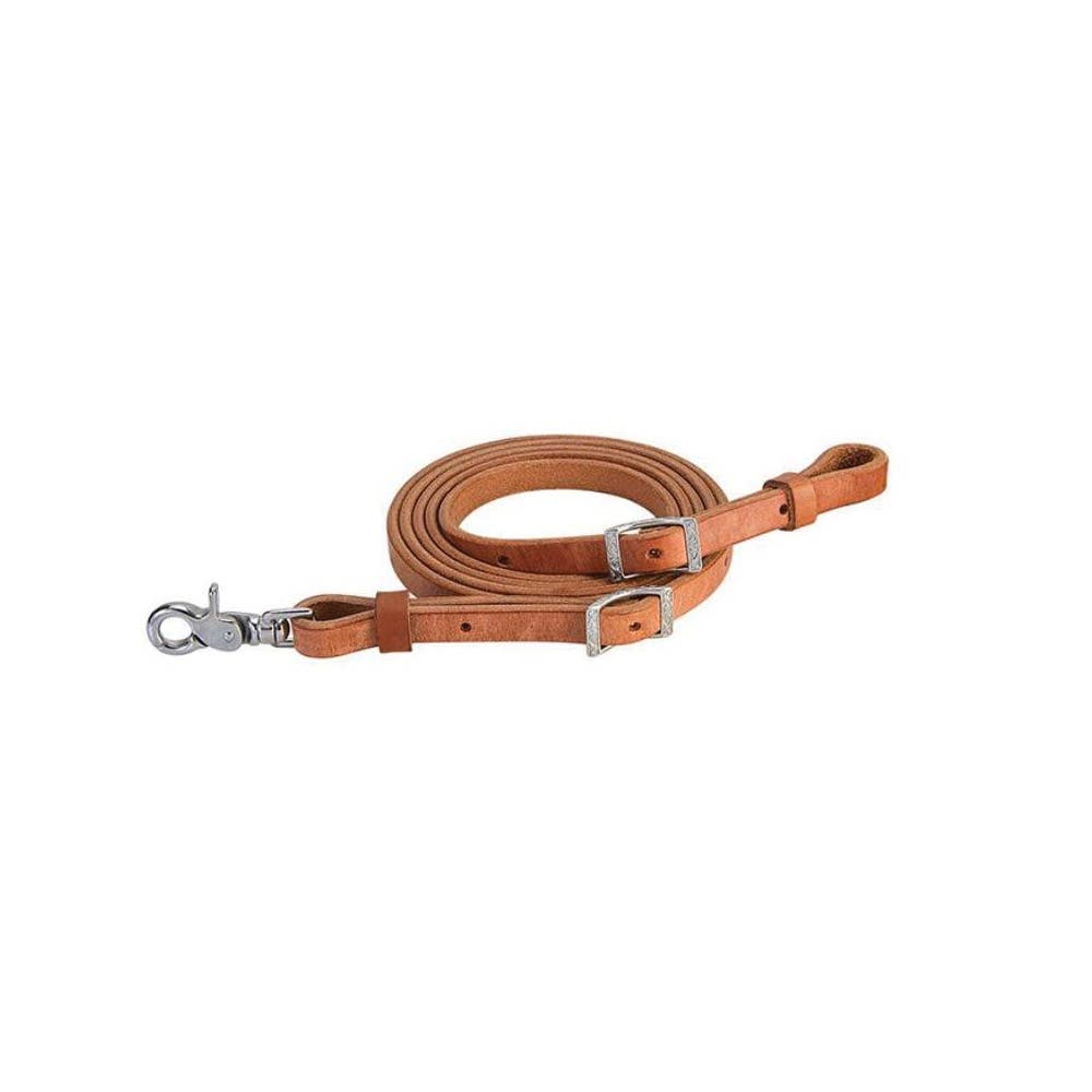 Weaver Leather Roping Rein, 8 ft L, 5/8 in W, Conway Buckle, Leather, Russet