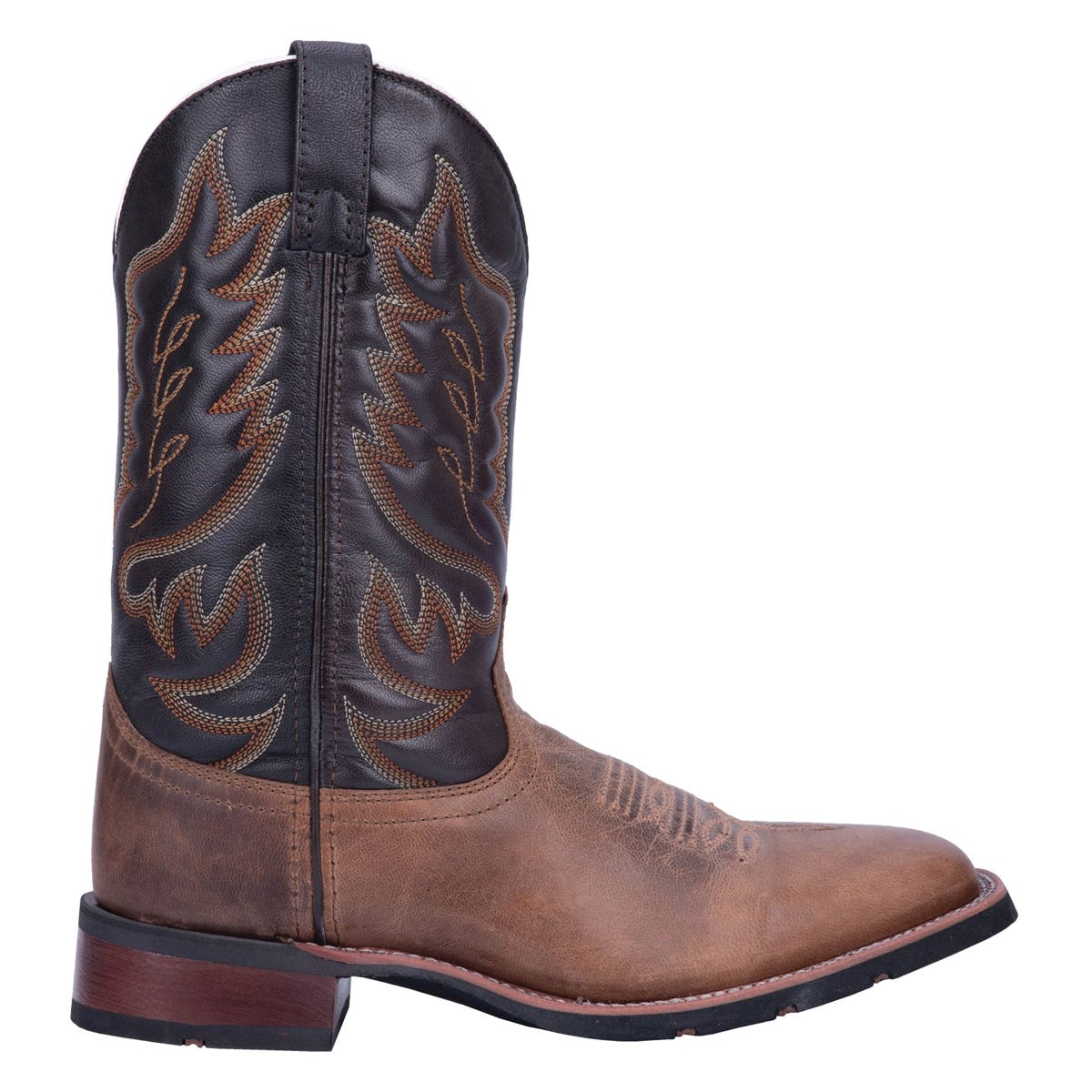 Laredo Montana Series Western Boots, 8, M W, Chocolate/Sand, Leather Upper