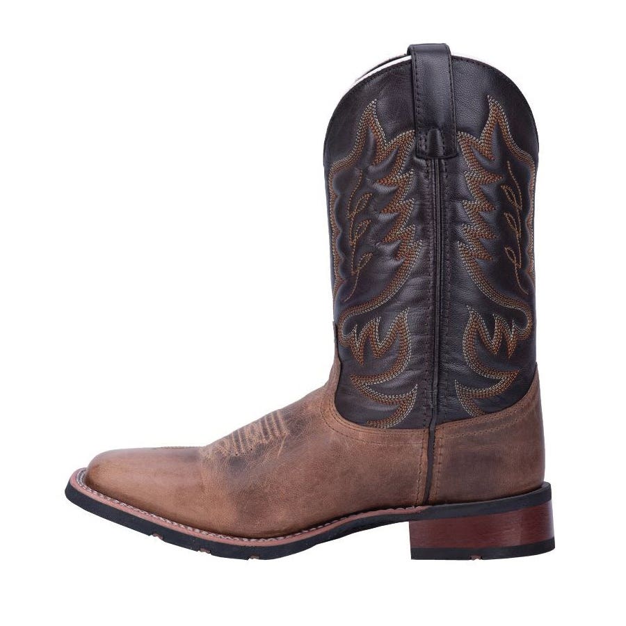 Laredo Montana Series Western Boots, 9, W, Chocolate/Sand, Leather Upper