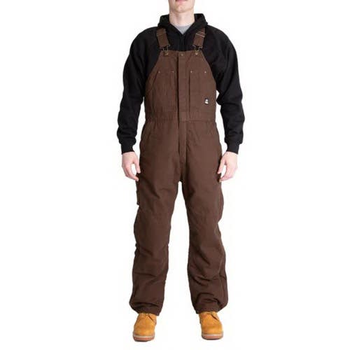 Berne Bib Overalls, Insulated, S, 34 to 36 in Chest, 28 to 30 in Waist, Cotton, Bark, 32 in Inseam, Regular