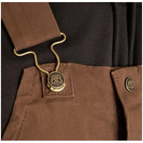 Berne Bib Overalls, Insulated, S, 34 to 36 in Chest, 28 to 30 in Waist, Cotton, Bark, 32 in Inseam, Regular