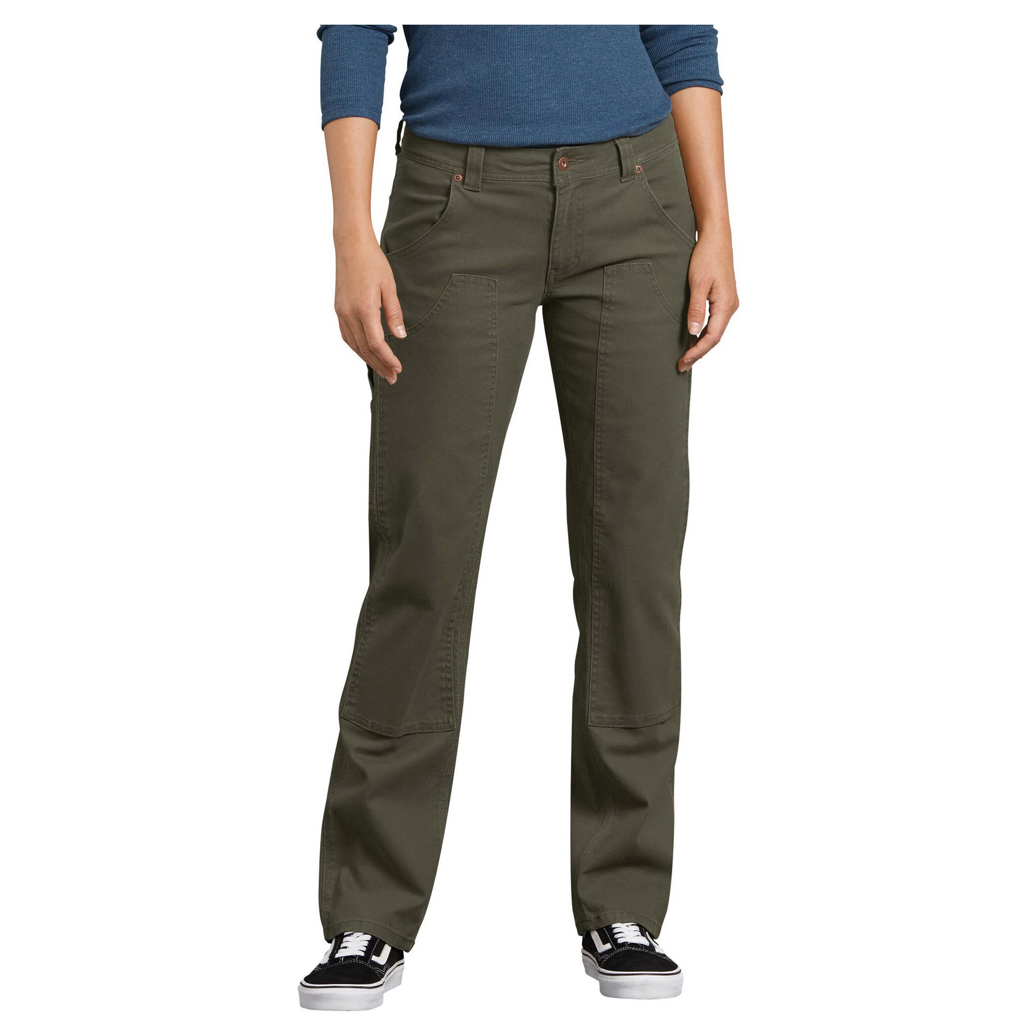 Dickies Carpenter Pants, 4, 27-1/2 in Waist, 31-1/2 in L Inseam, Moss Green, Relaxed, Straight Fit, Regular