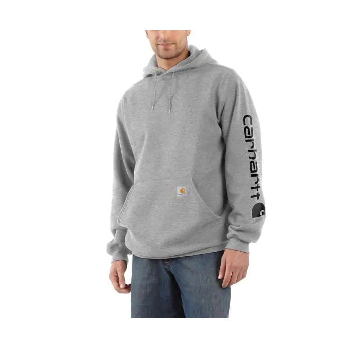 Carhartt Sweatshirt, M, Regular, Cotton/Polyester, Black/Heather Gray, Hooded Collar