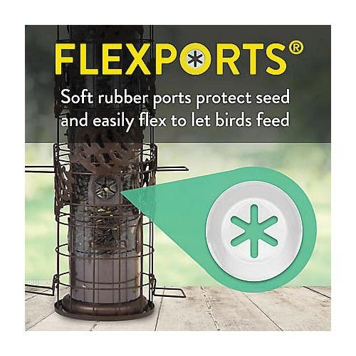 Perky-Pet Squirrel-Be-Gone Max Tube Bird Feeder, 18 in H, Pinecones, 1-3/4 lb, Metal, Powder-Coated, Hanging