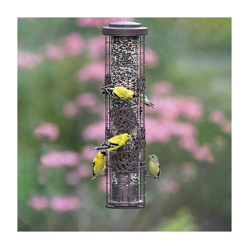 Perky-Pet Squirrel-Be-Gone Max Tube Bird Feeder, 18 in H, Pinecones, 1-3/4 lb, Metal, Powder-Coated, Hanging