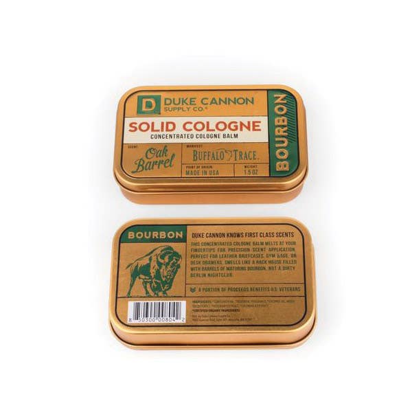 Duke Cannon, Bourbon Solid Cologne, Solid, Oak Barrel, 1.5 oz Tin