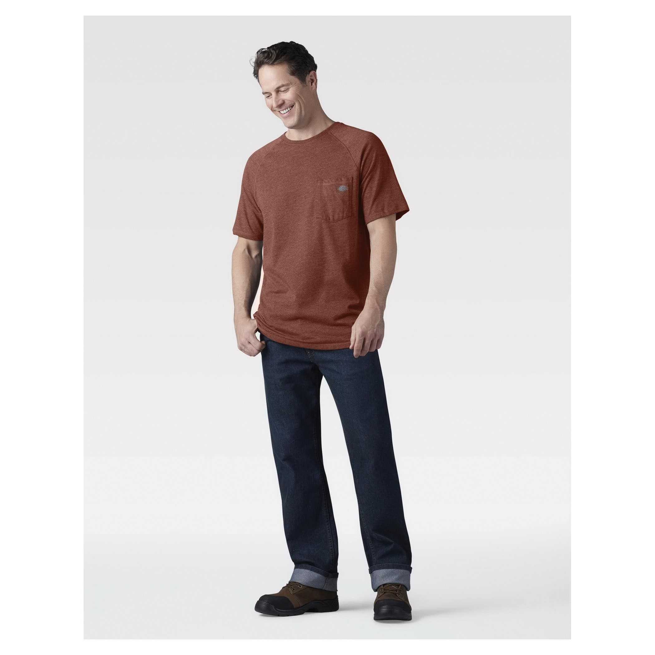 Dickies Men's Temp-iQ Series Cooling Short Sleeve Pocket T-Shirt, Red Rock Heather, 2XL