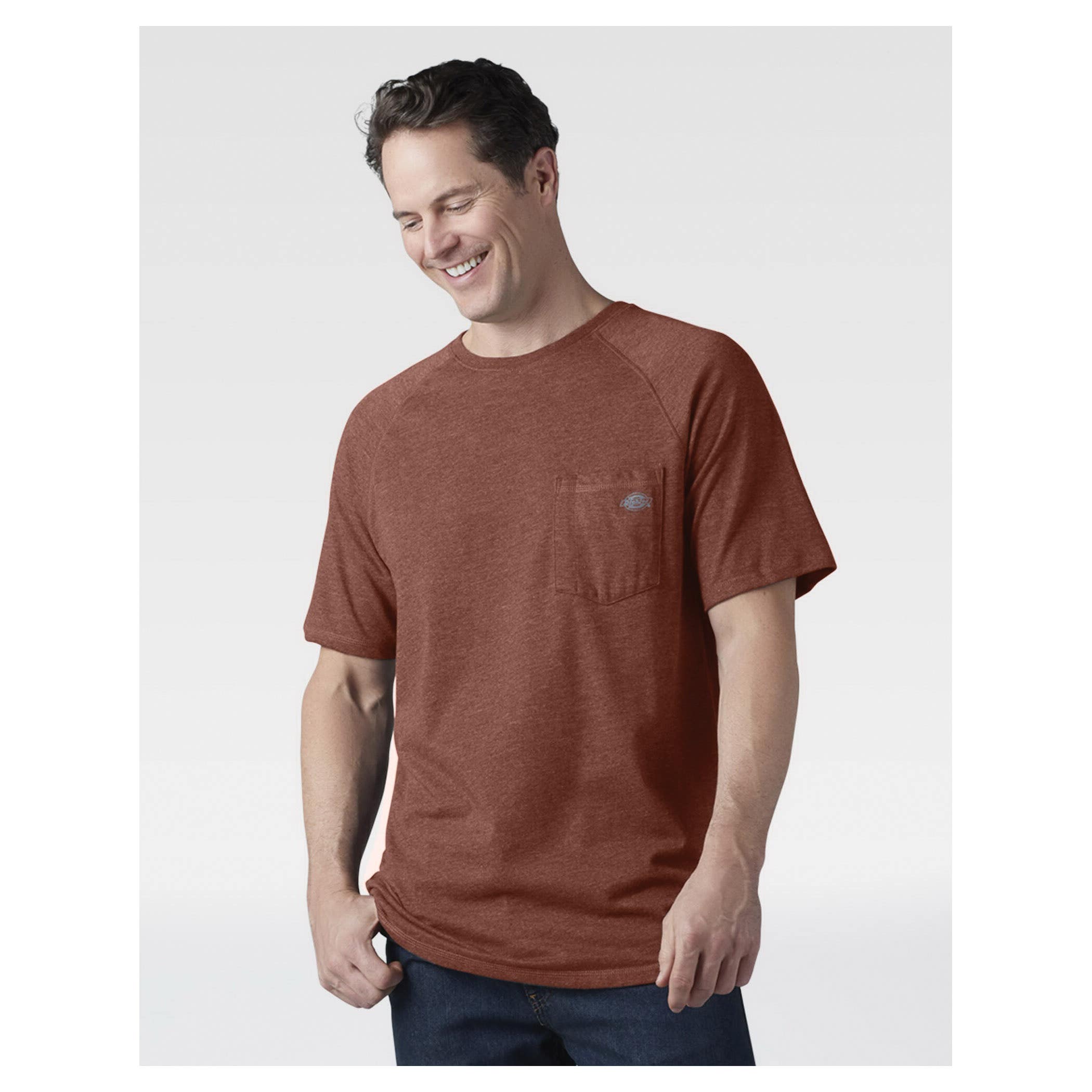 Dickies Men's Temp-iQ Series Cooling Short Sleeve Pocket T-Shirt, Red Rock Heather, 2XL