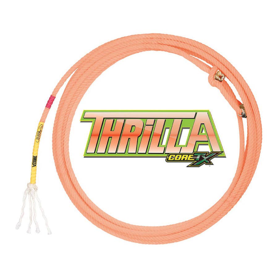 Cactus Thrilla CoreTX Head Rope, 32 ft L, Super Soft Rope, Neon Orange