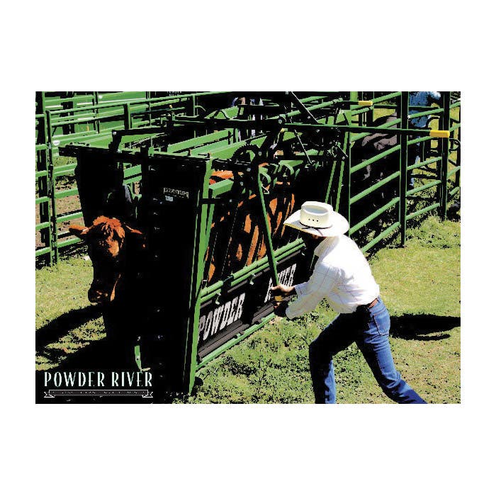 Powder River Manual Squeeze Chute – 96" OAL, 116" OAW, 89" OAH