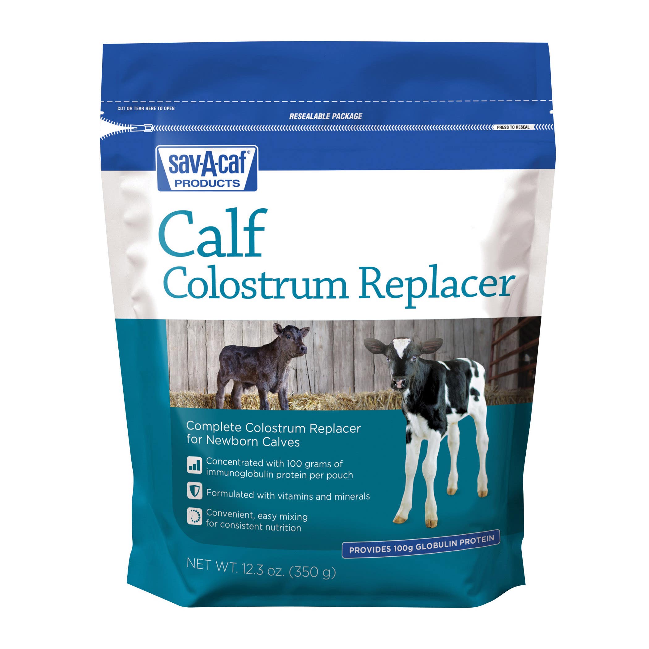 Sav-A-Caf 01-7439-0296 Calf Colostrum Replacer, Powder, 350 g Pouch