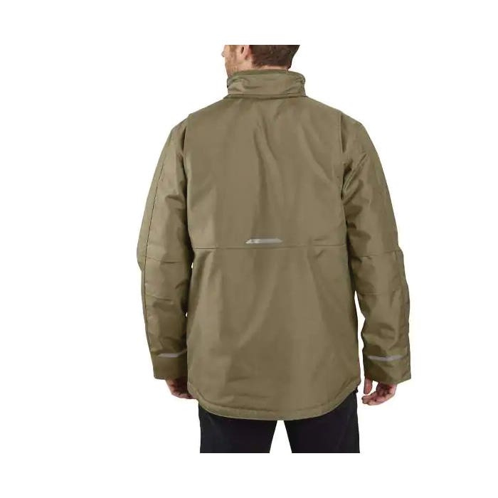 Carhartt Insulated Coat, 3XL, Black, Hidden Snap Collar, Snap, Zipper Closure, Regular
