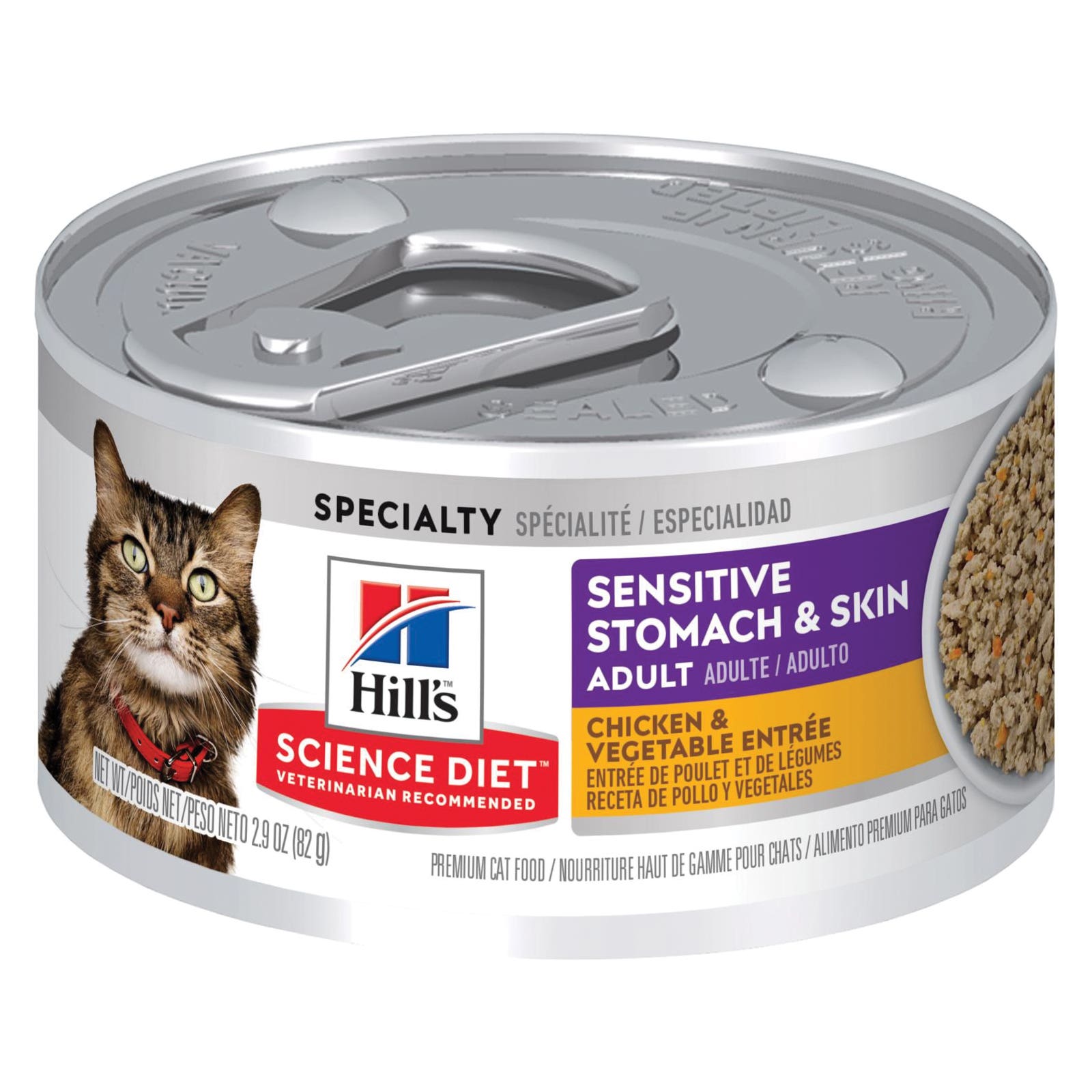 Science Diet 10642 Cat Food, Adult, Special Diet: Grain-Free, Wet, Chicken, Vegetable, 2.9 oz Can