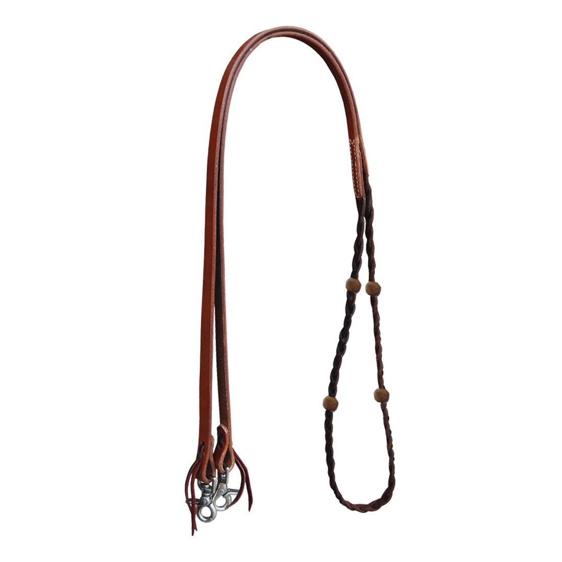 Oxbow Tack Barrel Rein with Knots, Leather/Rawhide