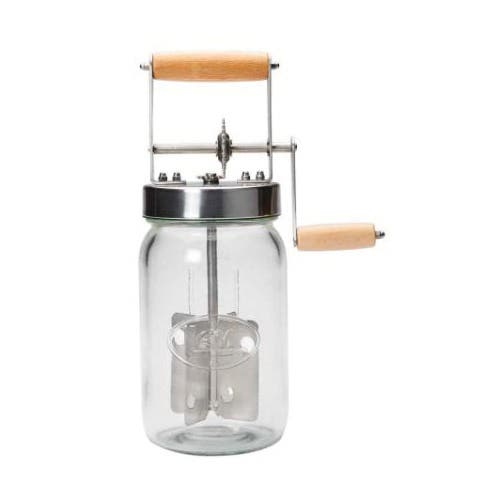 LEM Butter Churner, 28 oz Capacity, 3-1/2 in W, 6-1/4 in H, Glass/Metal/Stainless Steel
