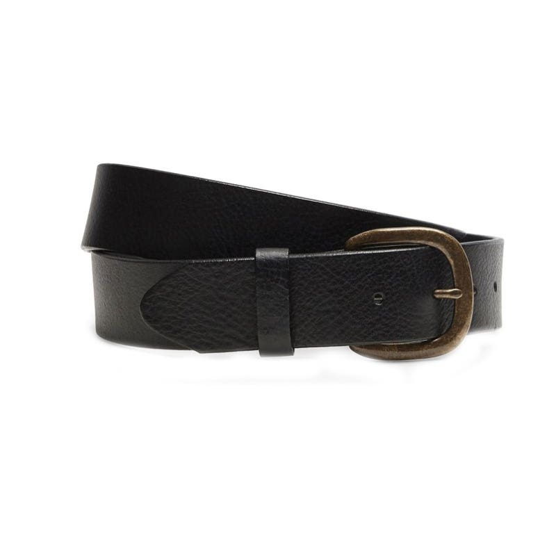Justin Basic Work Belt, Men's, Brass Buckle, Leather, Black, Buckle Closure - 900182