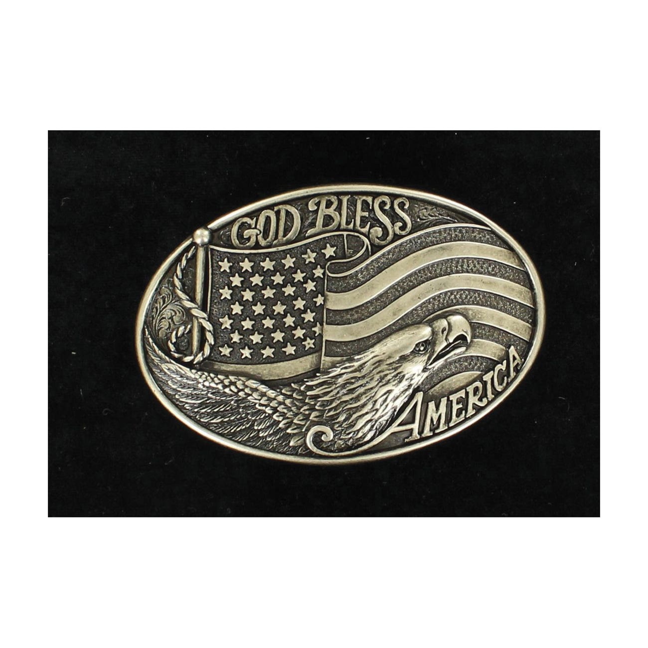 Nocona Oval Belt Buckle – Flag & Eagle