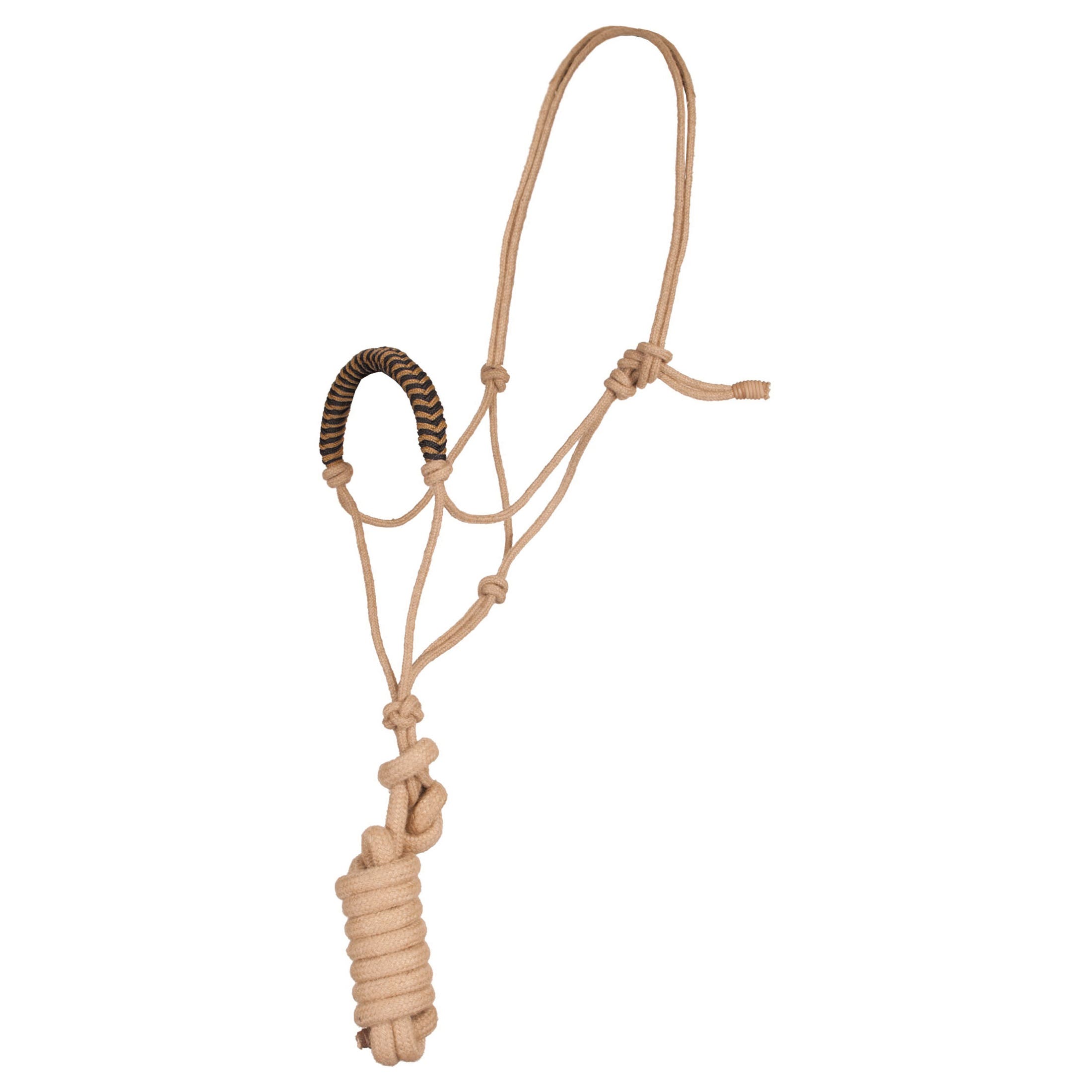 Mustang Manufacturing 8118 DJ Horse Rope Halter, Jute, Black/Tan