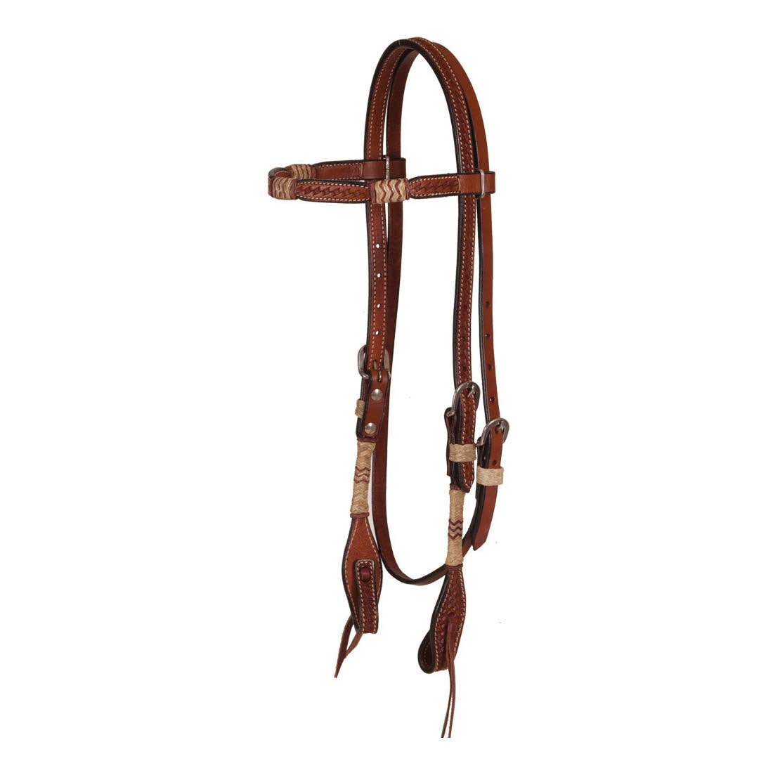 Oxbow Tack Rawhide Series Browband Headstall, Tooled, Leather, Chestnut