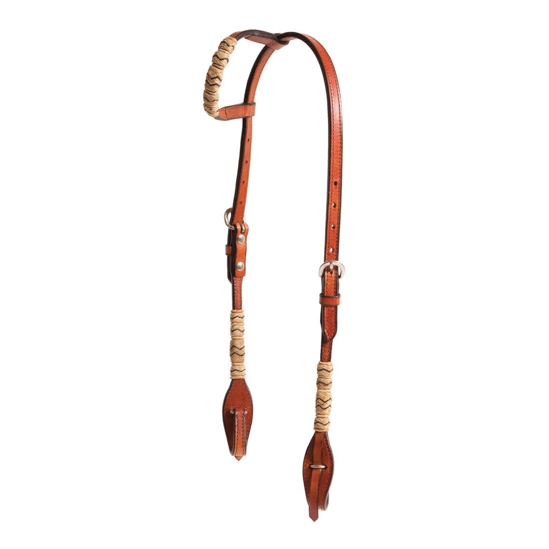 Oxbow Tack Rawhide Series Slip Ear Headstall, Leather, Chestnut