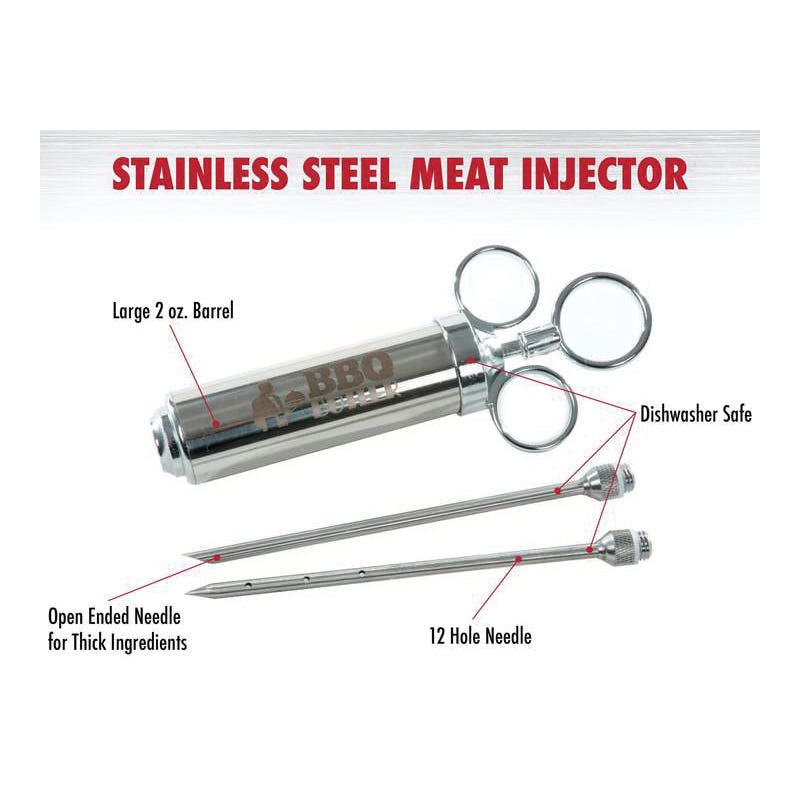 BBQ Butler Meat Injector, 2 oz, 6 in L Needle, Stainless Steel Body