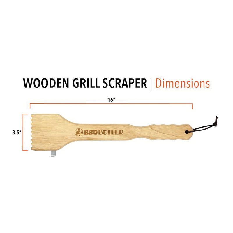 Bear Paw BBQ Scraper, 3-1/2 in W Blade, Wood, Wood Handle, Ergonomic Handle, 16 in OAL