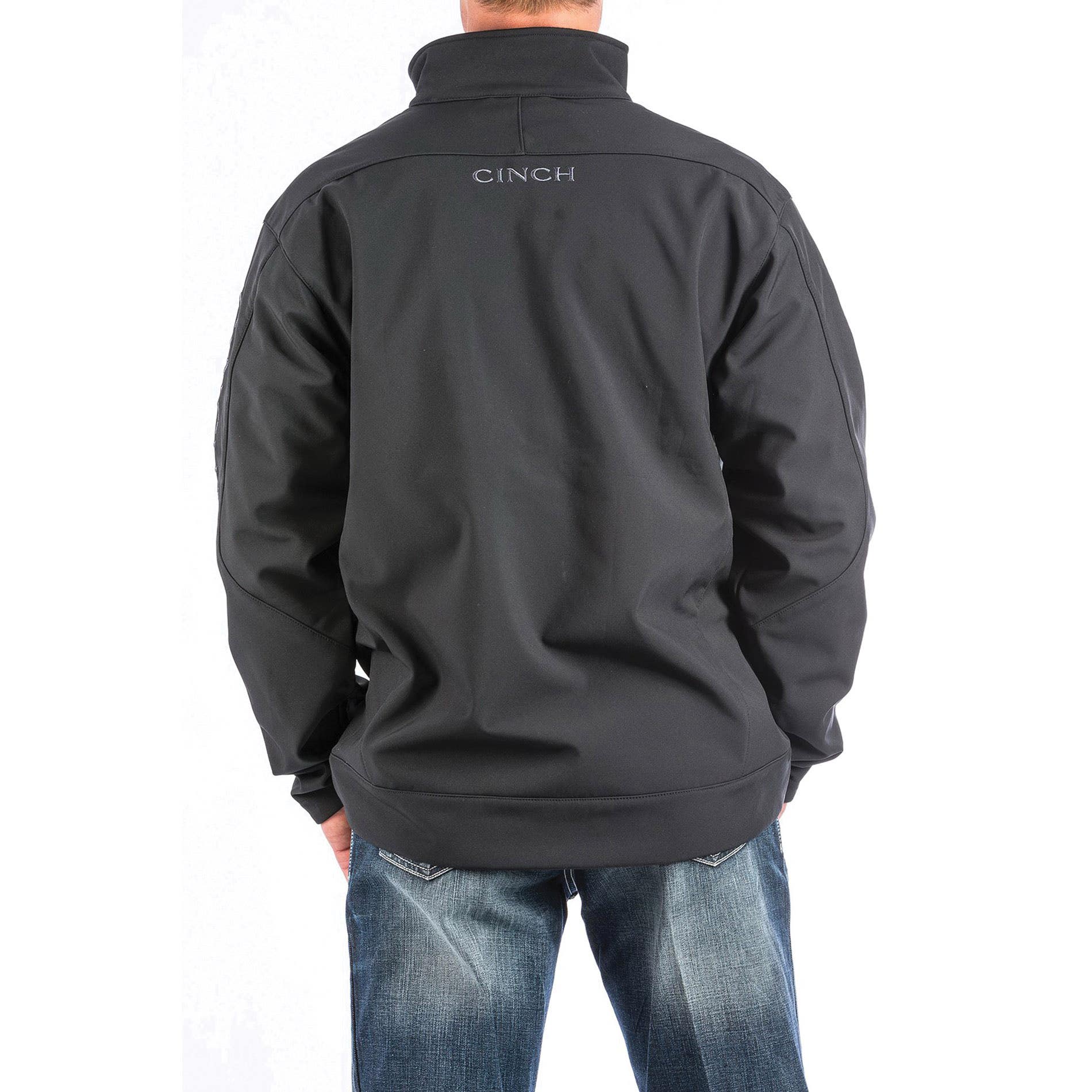Cinch Softshell Jacket, L, Polyester, Black, High-Rise, Zipper, Regular