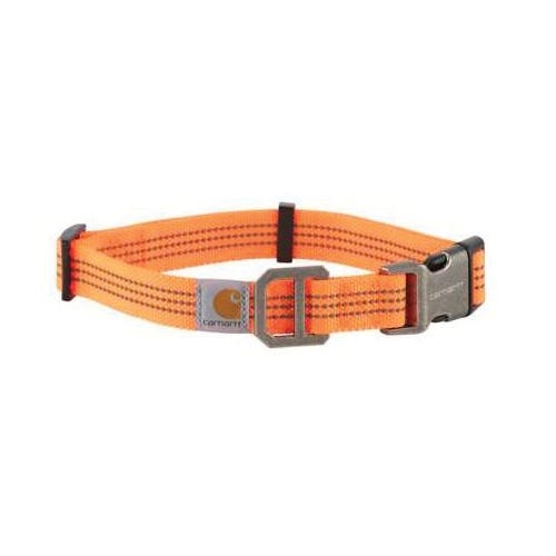 Carhartt Tradesman Dog Collar, 12 to 18 in Neck, 1 in W Collar, Duck Canvas/Nylon, Hunter Orange
