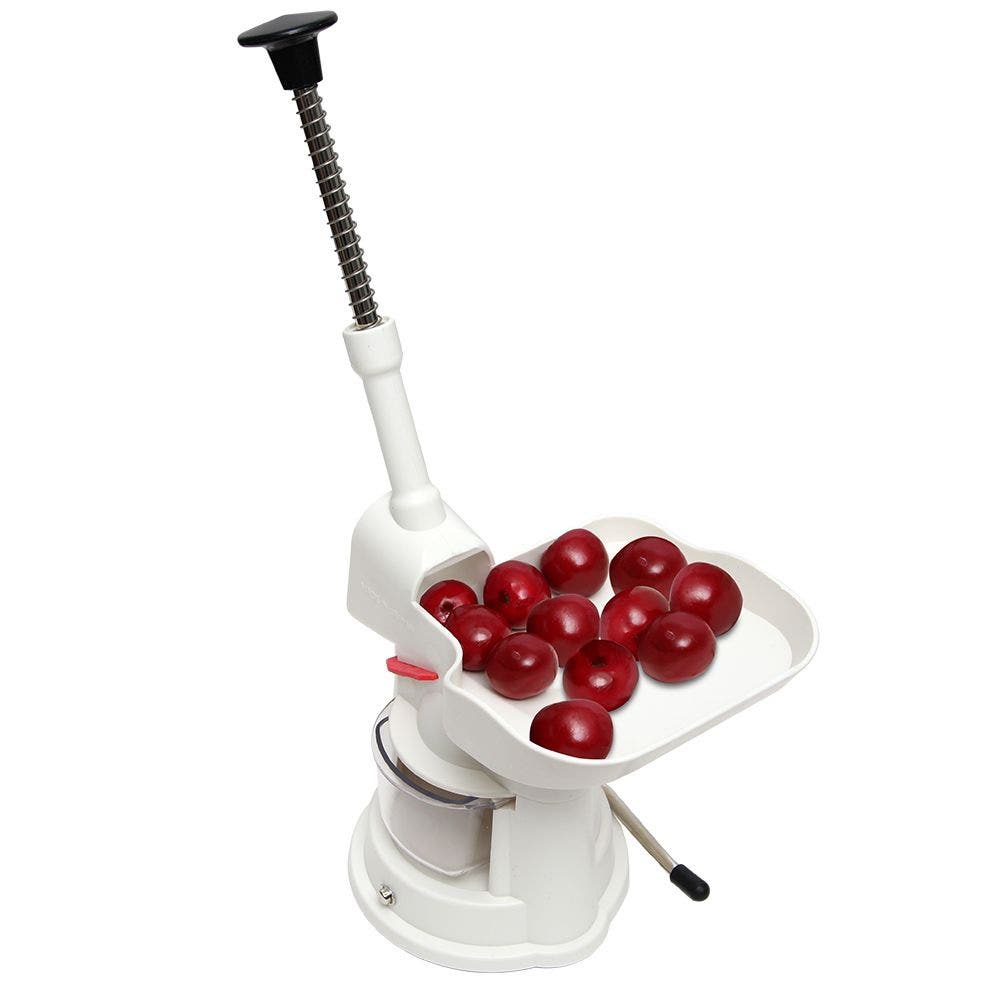 VKP Orchard Cherry Pitter, 30 lb Capacity, 4-1/4 in Dia, 12-1/4 in H, Plastic, White, Chrome