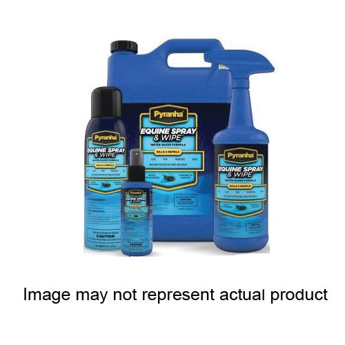 Pyranha Equine Spray & Wipe Insecticide and Repellent, Liquid, Hazy, Slight Citrus, 1 gal