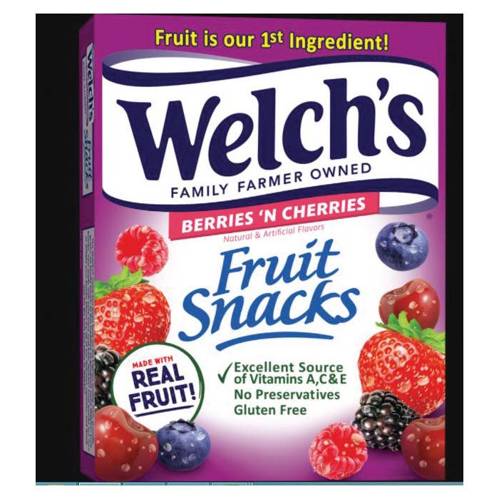 Welch's Fruit Snack, Blackberry, Blueberry, Cherry, Dark Cherry, Raspberry, Strawberry Flavor, 5 oz Bag