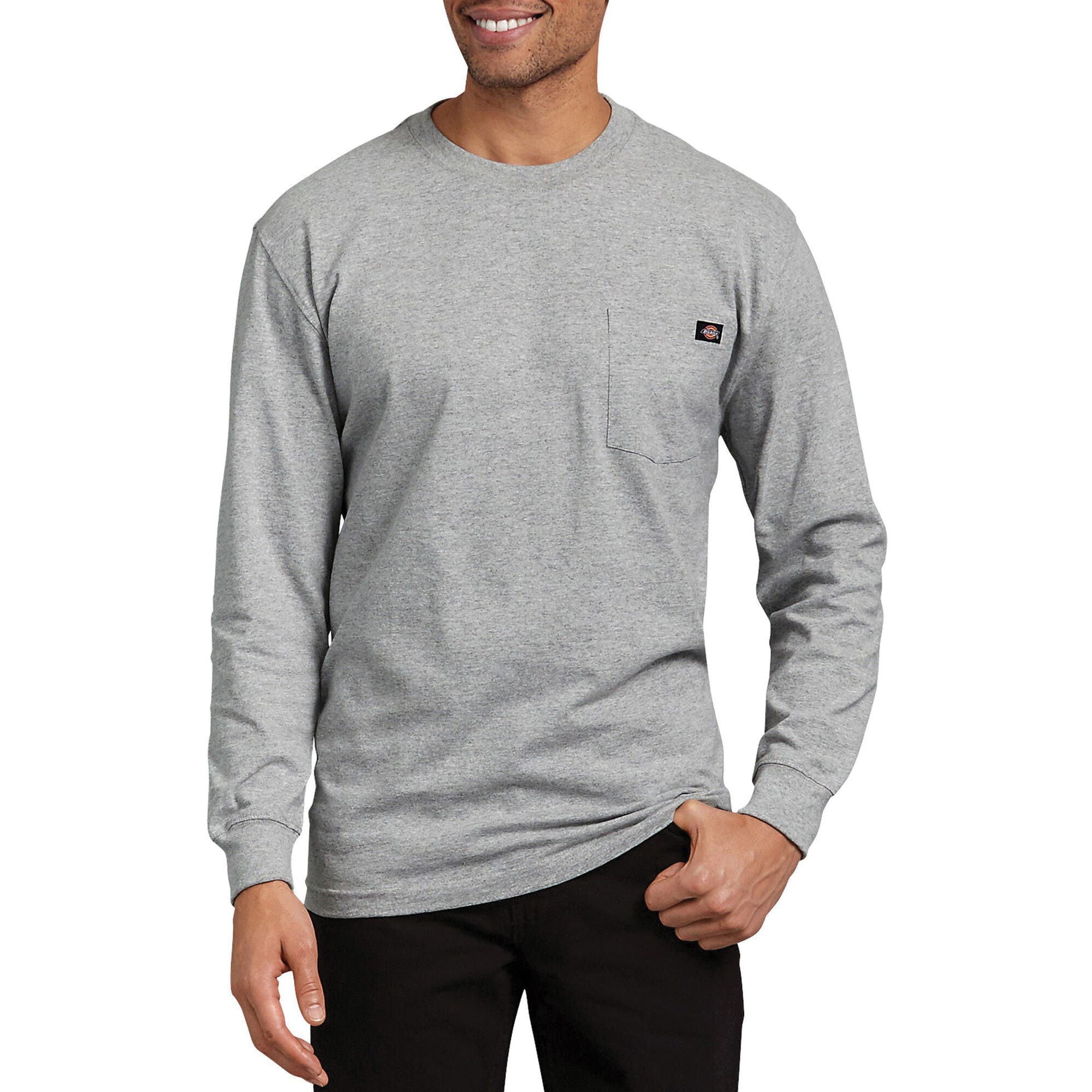 Dickies T-Shirt, 2XL, Cotton Jersey, Desert Khaki, Crew Neck Collar, Long Sleeve, Spacious Fit