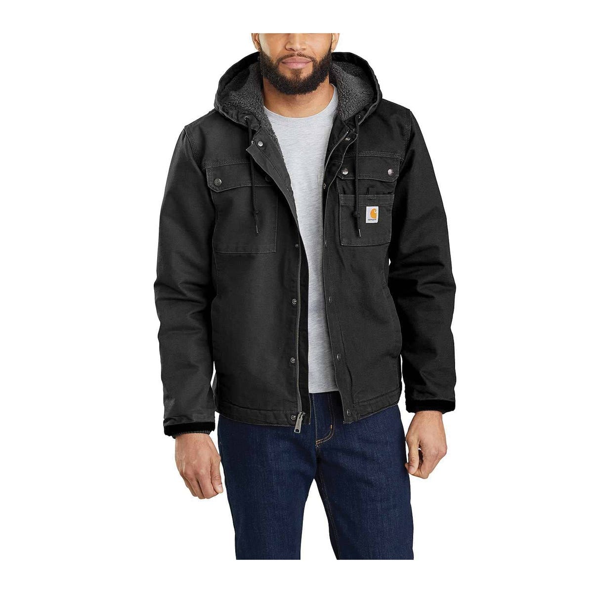 Carhartt Bartlett Jacket, 2XL, Black, Snap, Zipper Closure, Regular